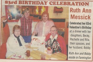 Mom-Mom Messick turned 83 on Valentine's Day.